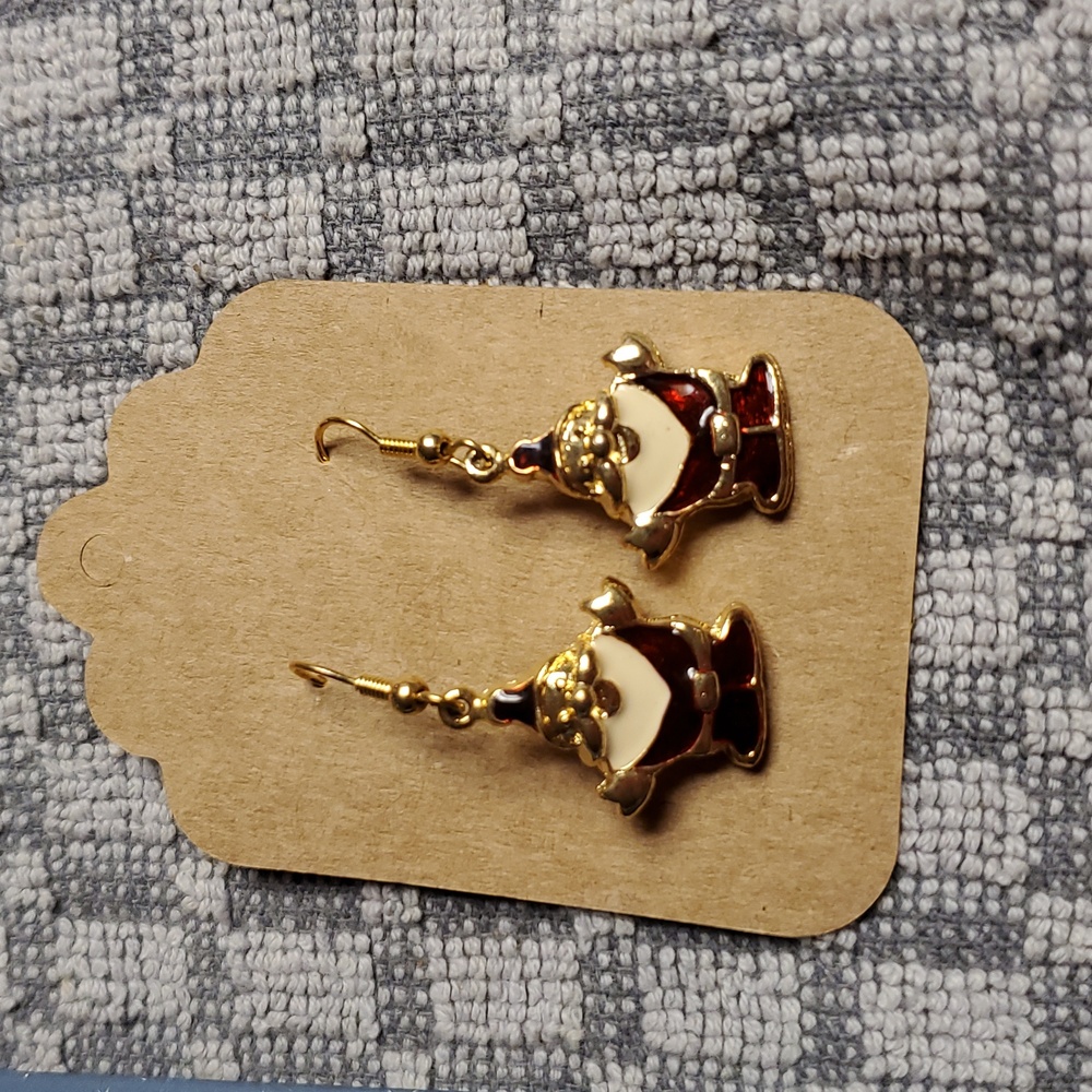 Christmas Jewelry 7 Pc Bundle. Santa Theme Earrings Bracelet Pin Necklace Vintag - Picture 3 of 13